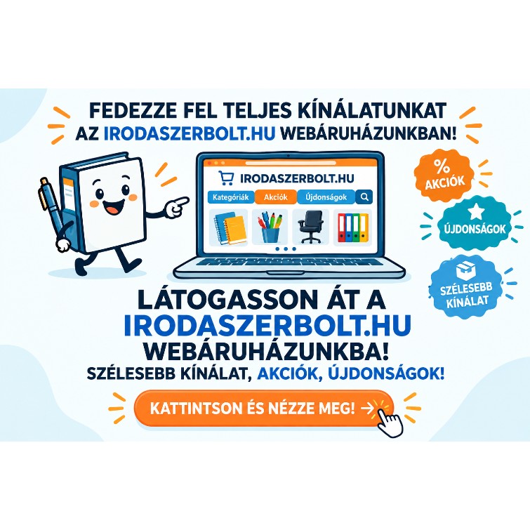 Irodaszerbolt.hu webáruház ajánló az Online Papírbolt oldalán – teljes irodai és iskolai kínálat egy helyen, ugyanaz a cég, még nagyobb választék.