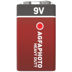   AGFAPHOTO Elem, 9V, 1 db, féltartós (szén-cink), zsugor, AGFAPHOTO "Heavy Duty"