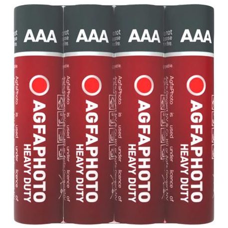 AGFAPHOTO Elem, AAA, 4 db, féltartós (szén-cink), zsugor, AGFAPHOTO "Heavy Duty"