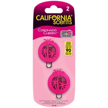 CALIFORNIA SCENTS Autóillatosító, mini diffúzer, 2*3 ml, CALIFORNIA SCENTS "Coronado Cherry"