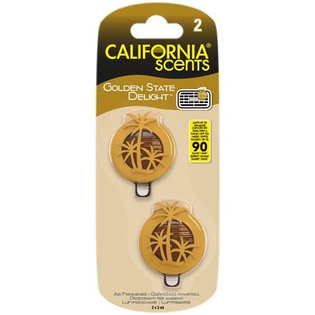 CALIFORNIA SCENTS Autóillatosító, mini diffúzer, 2*3 ml, CALIFORNIA SCENTS "Golden State Delight"