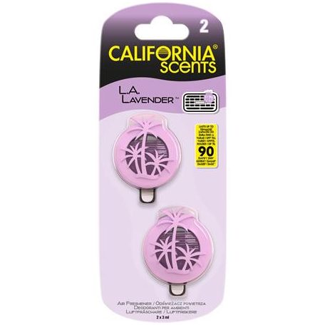 CALIFORNIA SCENTS Autóillatosító, mini diffúzer, 2*3 ml, CALIFORNIA SCENTS "La Lavender"