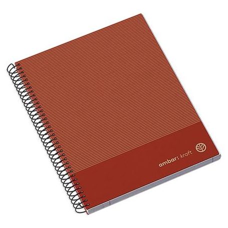 AMBAR Spirálfüzet, A5, kockás, 100 lap, keményfedeles, AMBAR "Kraft", vegyes színek