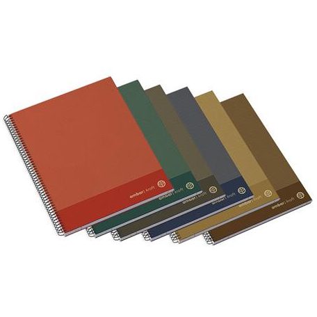 AMBAR Spirálfüzet, A4, vonalas, 100 lap, keményfedeles, AMBAR "Kraft", vegyes színek