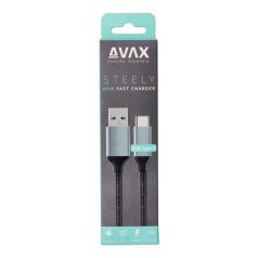   AVAX Töltőkábel, USB-A - USB-C, 1,5 m, AVAX "CB301G", acélszürke