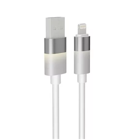 AVAX Töltőkábel, USB-A - lightning (Apple), 1 m, AVAX "CB310 Glowy", fehér