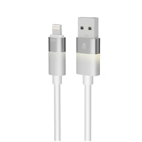 AVAX Töltőkábel, USB-A - lightning (Apple), 1 m, AVAX "CB310 Glowy", fehér