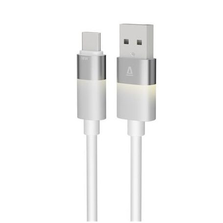 AVAX Töltőkábel, USB-A - USB-C, 18W, 1 m, AVAX "CB312 Glowy", fehér