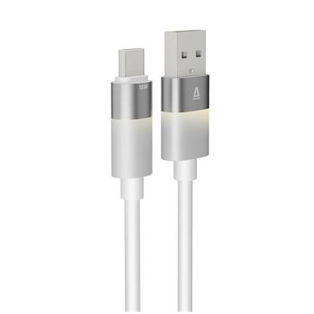 AVAX Töltőkábel, USB-A - USB-C, 18W, 1 m, AVAX "CB312 Glowy", fehér