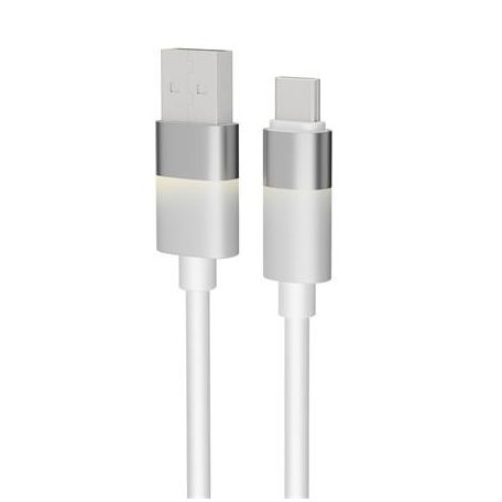 AVAX Töltőkábel, USB-A - USB-C, 18W, 1 m, AVAX "CB312 Glowy", fehér