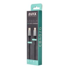   AVAX Töltőkábel, USB-C - USB-C, 27W, 1 m, AVAX "CB316 Glowy", fehér