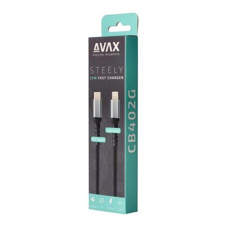 AVAX Töltőkábel, USB-C - USB-C, 27W, 1 m, AVAX "CB316 Glowy", fehér