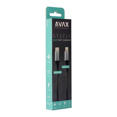 AVAX Töltőkábel, USB-C - USB-C, 27W, 1 m, AVAX "CB316 Glowy", fehér