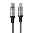 AVAX Töltőkábel, USB-C - USB-C, 60W, 2 m, AVAX "CB632 Steely LED", fekete