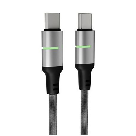 AVAX Töltőkábel, USB-C - USB-C, 60W, 2 m, AVAX "CB632 Steely LED", fekete