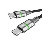 AVAX Töltőkábel, USB-C - USB-C, 60W, 2 m, AVAX "CB632 Steely LED", fekete