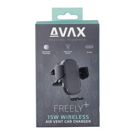AVAX Autós töltő, vezeték nélküli, szellőzőrácsra, AVAX "WH600 Freely+", fekete