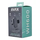 AVAX Autós töltő, vezeték nélküli, szellőzőrácsra, AVAX "WH600 Freely+", fekete