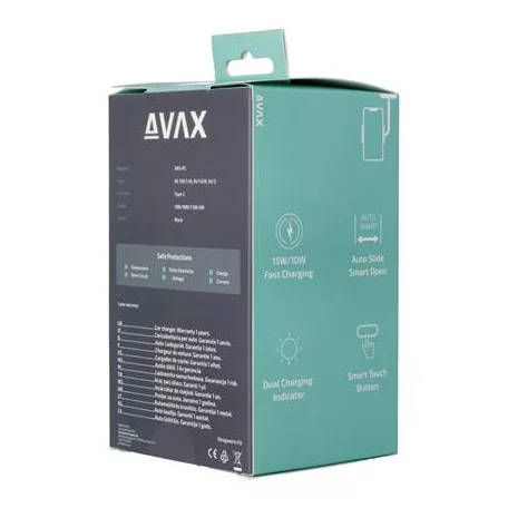 AVAX Autós töltő, vezeték nélküli, szellőzőrácsra, AVAX "WH600 Freely+", fekete