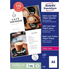   AVERY ZWECKFORM Fotópapír, lézer, A4, 170 g, fényes, kétoldalas, AVERY ZWECKFORM