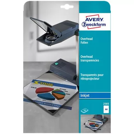 AVERY ZWECKFORM Fólia, írásvetítőhöz, A4, tintasurgaras nyomtatóba, AVERY ZWECKFORM