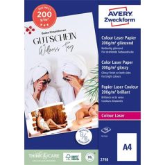  AVERY ZWECKFORM Fotópapír, lézer, A4, 200 g, fényes, kétoldalas, AVERY ZWECKFORM