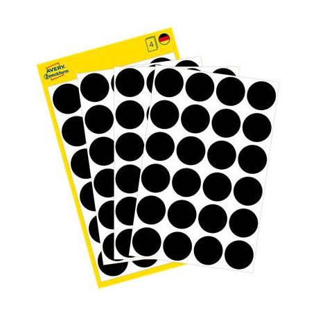 AVERY ZWECKFORM Etikett, 18 mm, kör, AVERY ZWECKFORM, fekete, 96 etikett/csomag