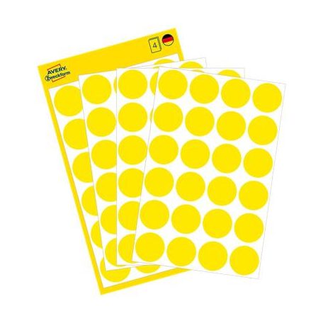AVERY ZWECKFORM Etikett, 18 mm, kör, AVERY ZWECKFORM, sárga, 96 etikett/csomag