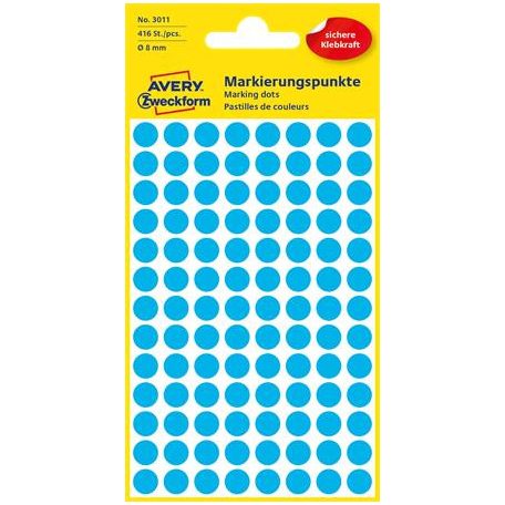 AVERY ZWECKFORM Etikett, 8 mm, kör, AVERY ZWECKFORM, kék, 416 etikett/csomag
