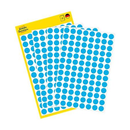 AVERY ZWECKFORM Etikett, 8 mm, kör, AVERY ZWECKFORM, kék, 416 etikett/csomag