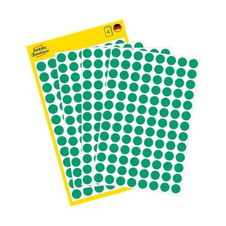 AVERY ZWECKFORM Etikett, 8 mm, kör, AVERY ZWECKFORM, zöld, 416 etikett/csomag