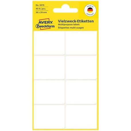 AVERY ZWECKFORM Etikett, 38x29 mm, kézzel írható, lekerekített sarkú, AVERY ZWECKFORM, 40 etikett/csomag
