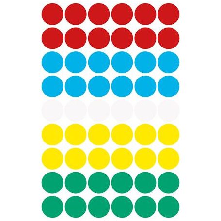 AVERY ZWECKFORM Etikett, 12 mm, kör, AVERY ZWECKFORM, 5 különböző szín, 270 etikett/csomag