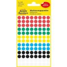 AVERY ZWECKFORM Etikett, 8 mm, kör, AVERY ZWECKFORM, 5 különböző szín, 416 etikett/csomag