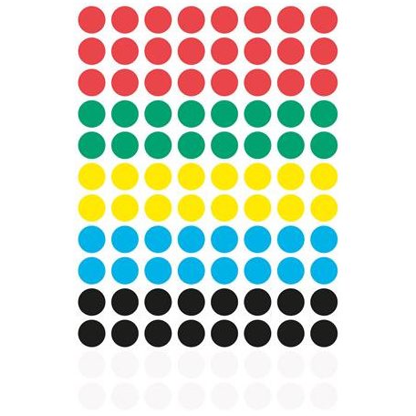 AVERY ZWECKFORM Etikett, 8 mm, kör, AVERY ZWECKFORM, 5 különböző szín, 416 etikett/csomag
