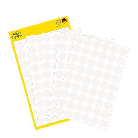 AVERY ZWECKFORM Etikett, 12 mm, kör, AVERY ZWECKFORM, fehér, 270 etikett/csomag