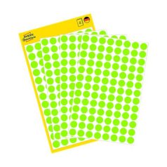   AVERY ZWECKFORM Etikett, 8 mm, kör, AVERY ZWECKFORM, neon zöld, 416 etikett/csomag