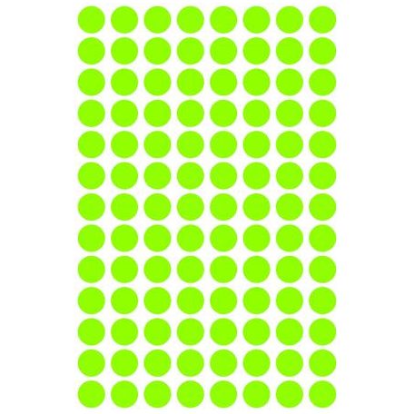 AVERY ZWECKFORM Etikett, 8 mm, kör, AVERY ZWECKFORM, neon zöld, 416 etikett/csomag