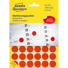   AVERY ZWECKFORM Etikett, 18 mm, kör, AVERY ZWECKFORM, piros, 1056 etikett/csomag