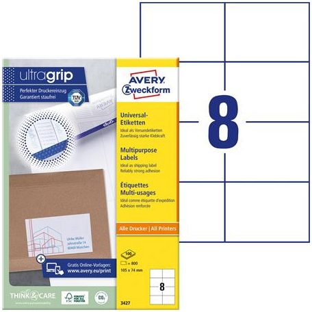 AVERY ZWECKFORM Etikett, univerzális, 105x74 mm, AVERY ZWECKFORM, 800 etikett/csomag
