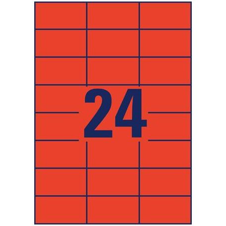 AVERY ZWECKFORM Etikett, 70x37 mm, színes, AVERY ZWECKFORM, piros, 2400 etikett/csomag