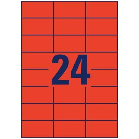 AVERY ZWECKFORM Etikett, 70x37 mm, színes, AVERY ZWECKFORM, piros, 2400 etikett/csomag