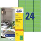 AVERY ZWECKFORM Etikett, 70x37 mm, színes, AVERY ZWECKFORM, zöld, 2400 etikett/csomag