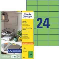   AVERY ZWECKFORM Etikett, 70x37 mm, színes, AVERY ZWECKFORM, zöld, 2400 etikett/csomag