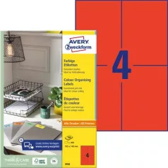   AVERY ZWECKFORM Etikett, 105x148 mm, színes, AVERY ZWECKFORM, piros, 400 etikett/csomag