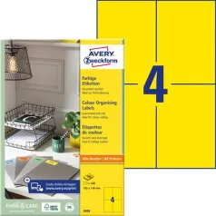   AVERY ZWECKFORM Etikett, 105x148 mm, színes, AVERY ZWECKFORM, sárga, 400 etikett/csomag