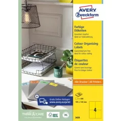   AVERY ZWECKFORM Etikett, 105x148 mm, színes, AVERY ZWECKFORM, sárga, 400 etikett/csomag
