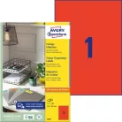 AVERY ZWECKFORM Etikett, 210x297 mm, színes, AVERY ZWECKFORM, piros, 100 etikett/csomag
