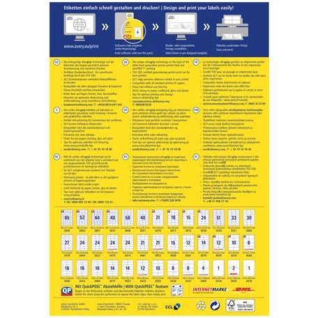 AVERY ZWECKFORM Etikett, univerzális, 210x297 mm, AVERY ZWECKFORM, 100 etikett/csomag