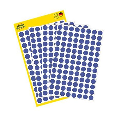 AVERY ZWECKFORM Etikett, 8 mm, kör, eltávolítható, AVERY ZWECKFORM, indigókék, 416 etikett/csomag
